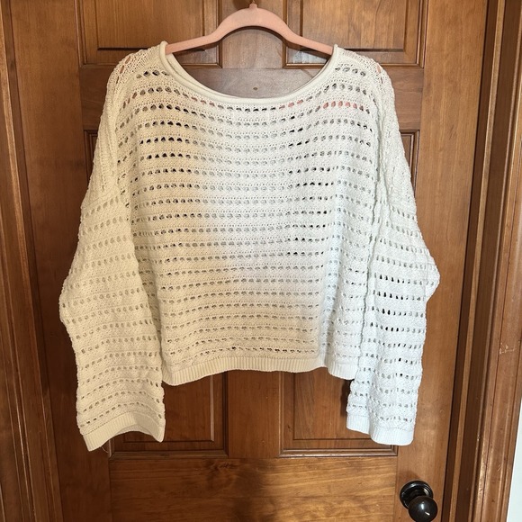 Hollister Women's White Easy Crochet-Style Crew Sweater Size XXL - Picture 8 of 15